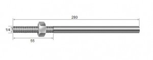 Haste Telha + Porca 1/4 x 280 R55 mm Inox-316 - 10 peas